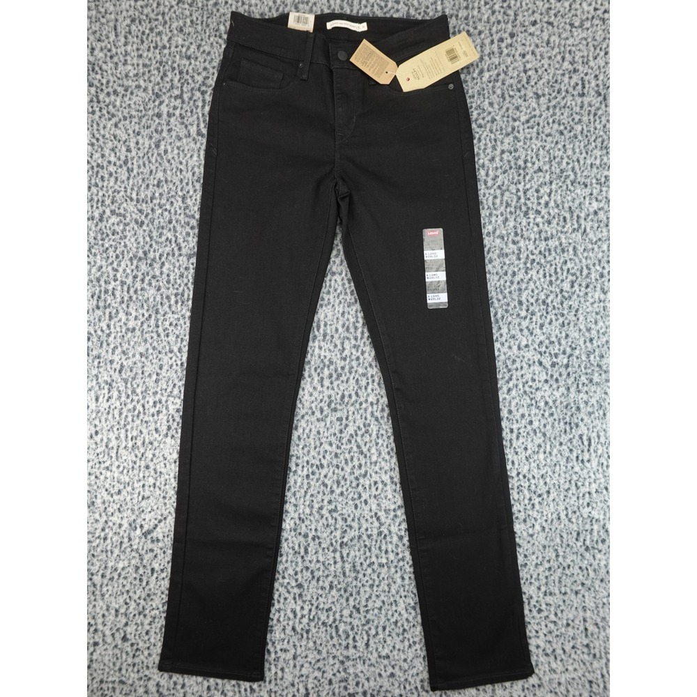Levi's Classic Mid Rise Skinny Jeans Womens 6 Long W28 L32 Black New Slim Fit‎